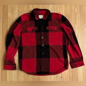 American Eagle Men’s Buffalo Plaid Red Black Flannel Shirt/Shacket, Size M